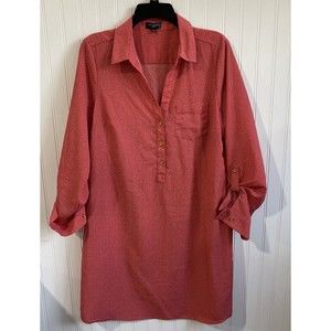 The Limited Dress Womens Large Ashton Shirtdress Coral Pink Geometric Print